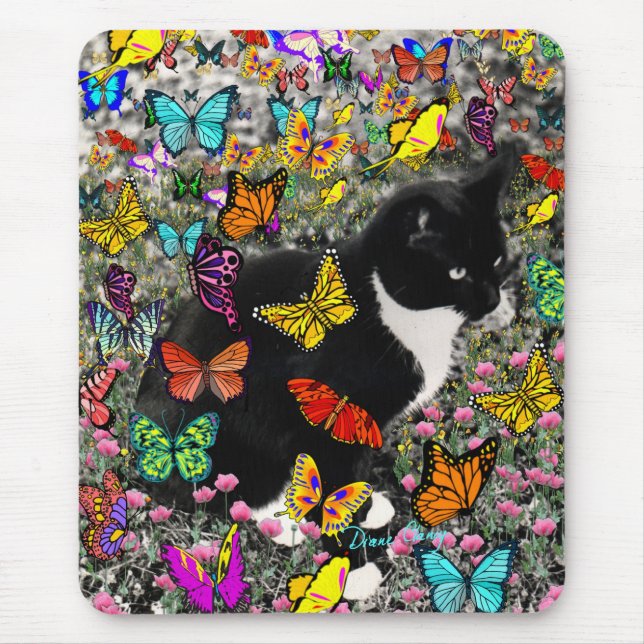 Tapis De Souris Taches de rousseur dans les papillons - chat de (Devant)