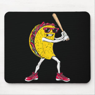 Tapis De Souris Taco drôle jouant au baseball mexicain cinco de ma