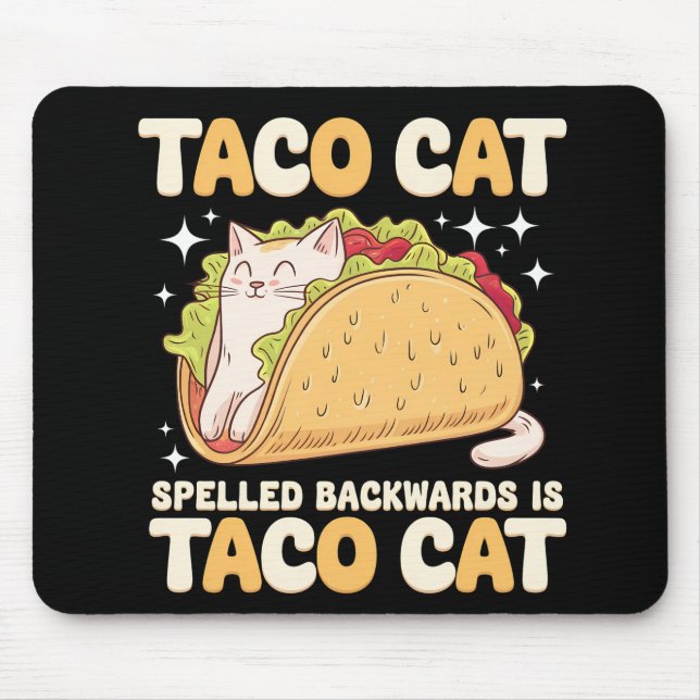 Tapis De Souris Tacocat épelé à l'envers Taco Chat Mexicain (Devant)