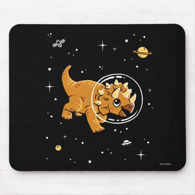 Tapis De Souris Tan Triceratops Dinos Dans L'Espace (Devant)