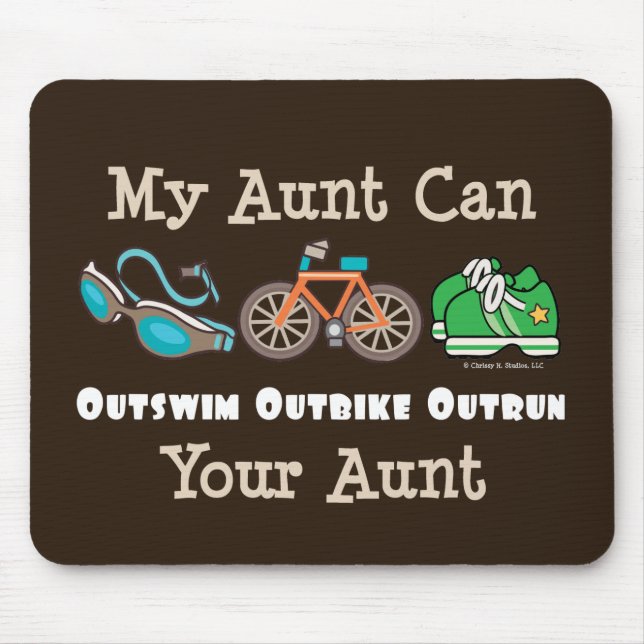 Tapis De Souris Tante Outswim Outbike Outrun Triathlon Mousepad (Devant)