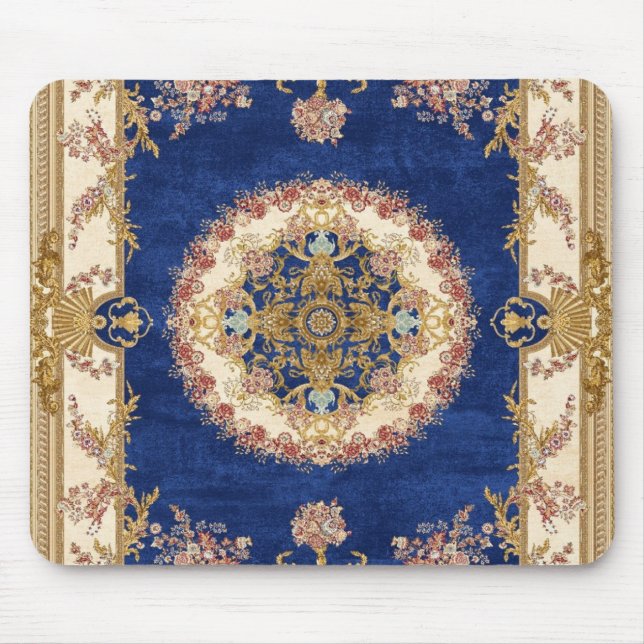 Tapis De Souris Tapis De Yoga bleu et doré (Devant)
