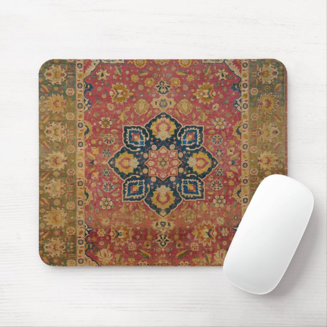 Tapis De Souris Tapis rouge or Kashan tapis Perse Asiatique (Avec souris)
