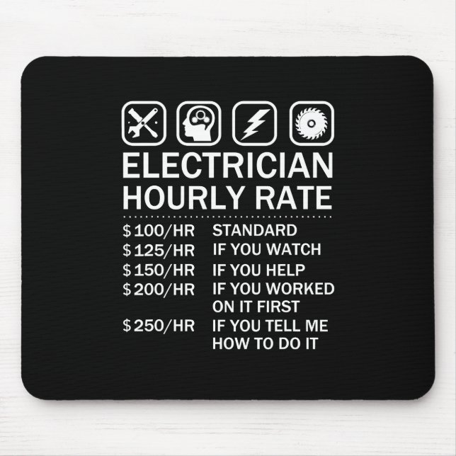 Tapis De Souris Tarif horaire de l'électricien - Fr électrique (Devant)
