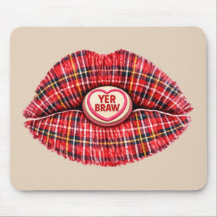 Tapis De Souris Tartan Cadeau Écossais Lèvres Amour Art Pop