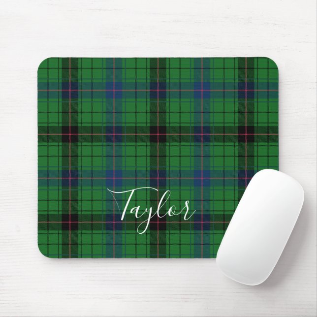 Tapis De Souris Tartan Davidson Plaid Bleu Vert Personnalisé (Avec souris)