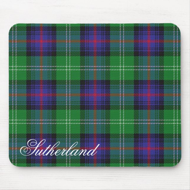 Tapis De Souris Tartan écossais majestueux de Sutherland de clan (Devant)