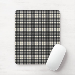 Tapis De Souris Tartan Écossais Original Noir et Blanc de Scott