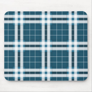 Tapis De Souris Tartan en bleu et blanc