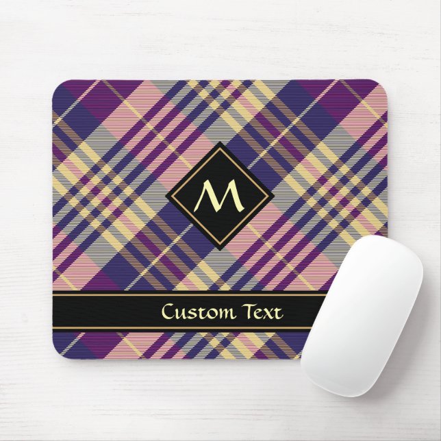 Tapis De Souris Tartan mauve, or et bleu (Avec souris)