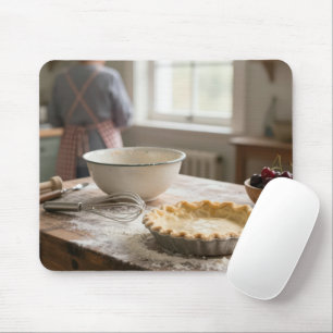 Tapis De Souris Tarte aux Cerises Maison dans une Cuisine Rétro