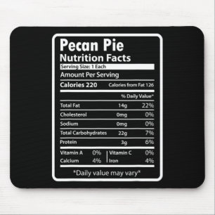 Tapis De Souris Tarte aux noix de pécan Faits nutritionnels drôles