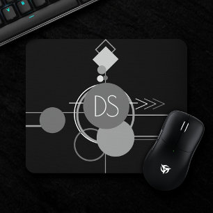 Tapis De Souris Tatos Art Déco Moderne Marque noire et grise