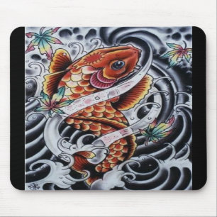 Tapis De Souris Tatouage coloré Mousepad de Koi