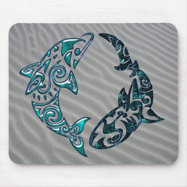 Tapis De Souris Tatouage tribal de dauphin et de requin (Devant)