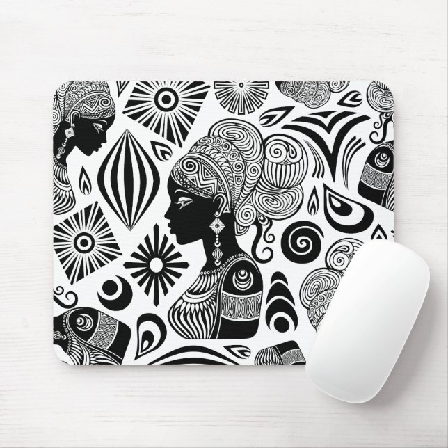 Tapis De Souris Tatouage Tribal Portrait de Fille Africaine (Avec souris)