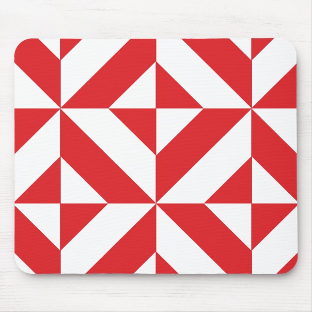 Tapis De Souris Tchry Red Geometric Deco Cube Pattern (Devant)