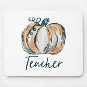 Tapis De Souris Teacher Citrouille aquarelle Automne Thanksgiving 