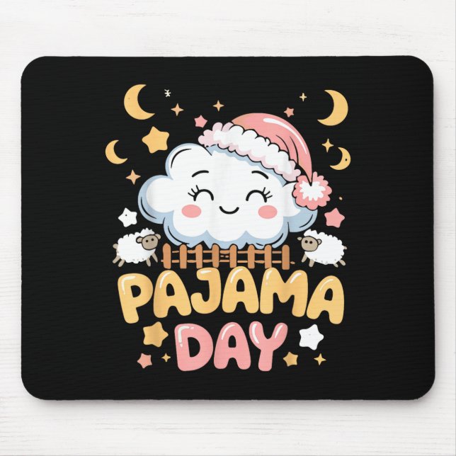 Tapis De Souris Teacher Pajama Day Shirt, Funny Cloud Sleever Scho (Devant)