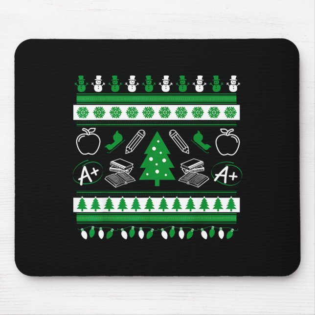 Tapis De Souris Teacher Ugly Christmas Sweater Instructor Elementa (Devant)