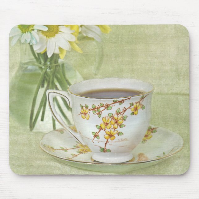 Tapis De Souris teacup antique avec marguerites (Devant)