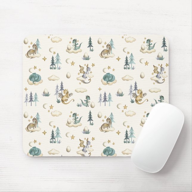 Tapis De Souris Teal and Gold Dragons Mouse Pad (Avec souris)