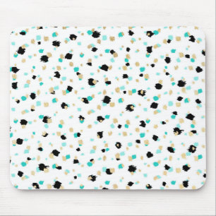 Tapis De Souris Teal, or de Faux, et barbouillages tachetés noirs