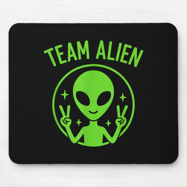 Tapis De Souris Team Alien – Funny Green Extraterrestrial Peace Si (Devant)