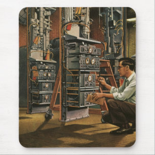 Tapis De Souris Technicien radio d'entreprise vintage réparant de 