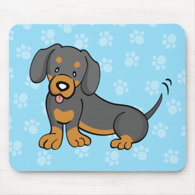 Tapis De Souris Teckel mignon Mousepad de chien de bande dessinée (Devant)