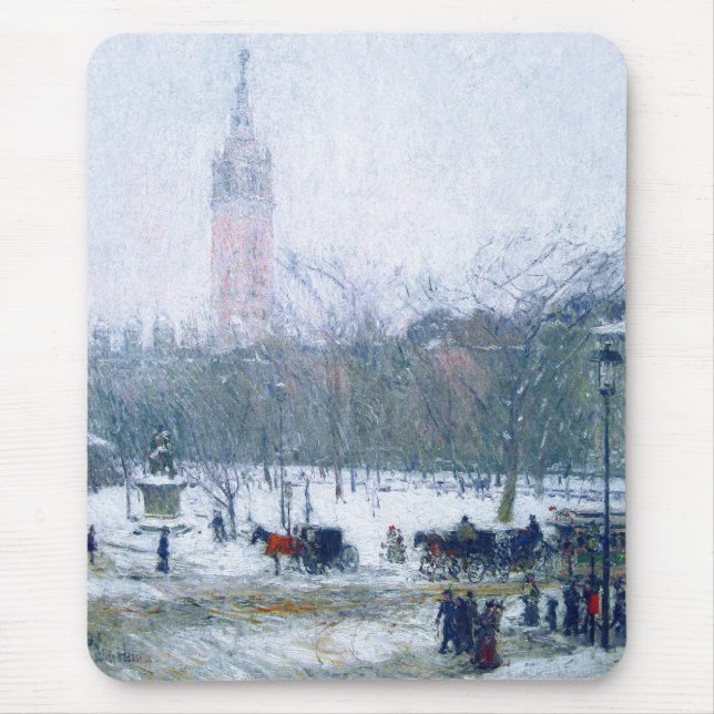 Tapis De Souris Tempête de neige, Carré Madison. Cadeau d'art Mous (Devant)