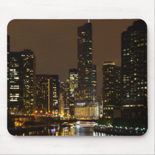 Tapis De Souris Tempête de nuit de Chicago River