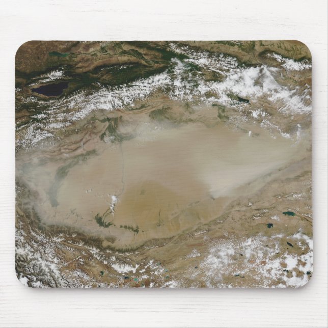 Tapis De Souris Tempête de poussière dans le désert de Taklimakan, (Devant)