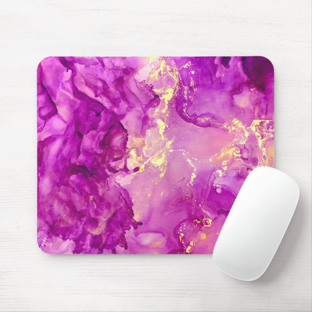 Tapis De Souris Tempête électrique Purple Gold | tendance, féminin (Avec souris)