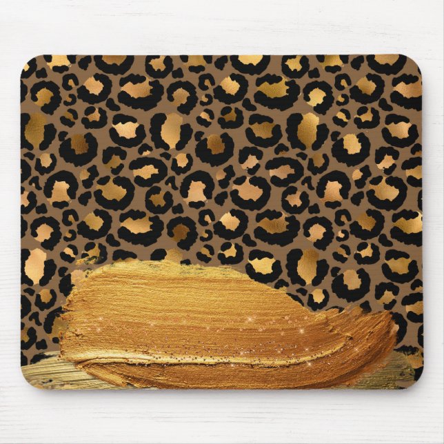Tapis De Souris Tendance Gold Strokes sur la peau de tigre métalli (Devant)