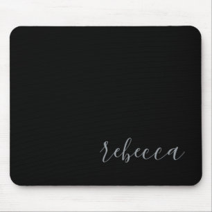 Tapis De Souris Tendance moderne Noir argent simple nom Pad souris