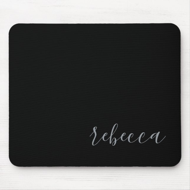 Tapis De Souris Tendance moderne Noir argent simple nom Pad souris (Devant)