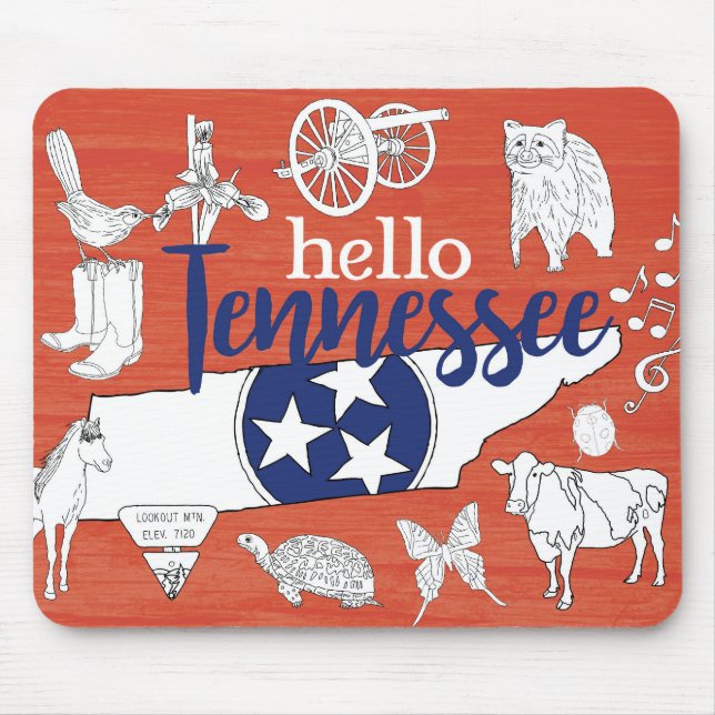 Tapis De Souris Tennessee Symboles d'État volontaire Images d'État (Devant)
