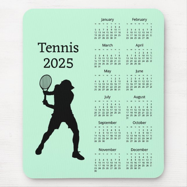 Tapis De Souris Tennis 2025 Calendrier Mousepad (Devant)