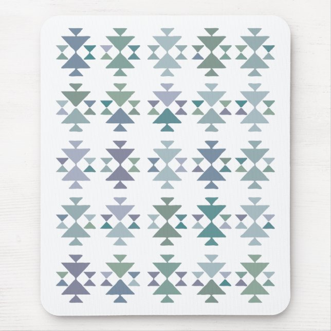 Tapis De Souris Terme bleu vert triangle géométrique Motif aztèque (Devant)