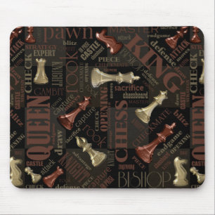 Tapis De Souris Termes et pièces d'échecs Cuivre et Or ID784