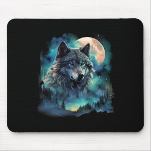Tapis De Souris Terrain de chasse au loup gris Galaxie de la forêt