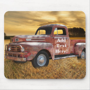 Tapis De Souris Terrain de ferme de camions antiques Red