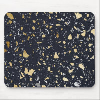 Terrazzo Motif Navy & Gold Abstrait