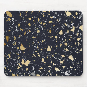 Tapis De Souris Terrazzo Motif Navy & Gold Abstrait