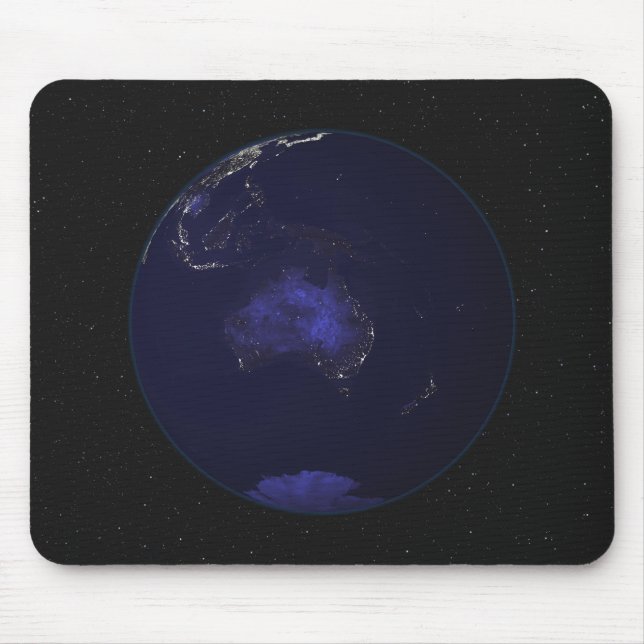 Tapis De Souris Terre entière la nuit montrant les lumières de la  (Devant)