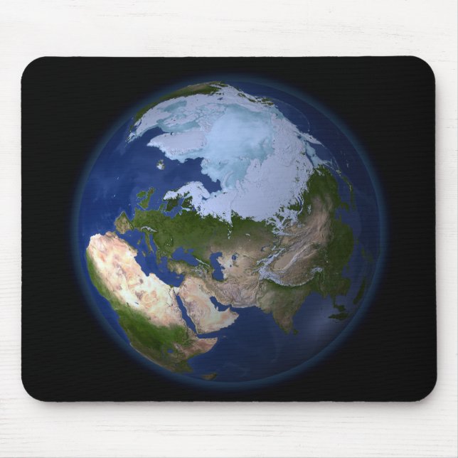 Tapis De Souris Terre entière montrant la région arctique (Devant)