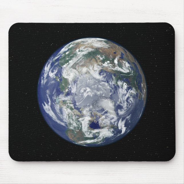 Tapis De Souris Terre entièrement éclairée centrée sur le pôle Nor (Devant)
