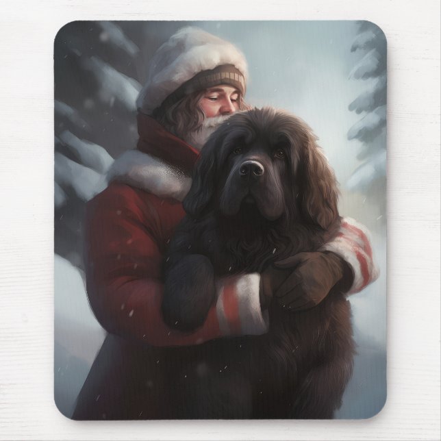 Tapis De Souris Terre-Neuve avec Noël Festif du Père Noël (Devant)