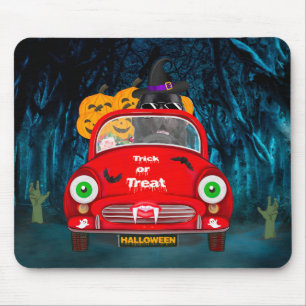 Tapis De Souris Terre-Neuve Chien voiture effrayant Halloween